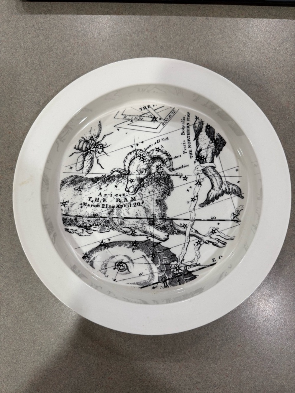 White Celestial Ram Decorative Wall Plate